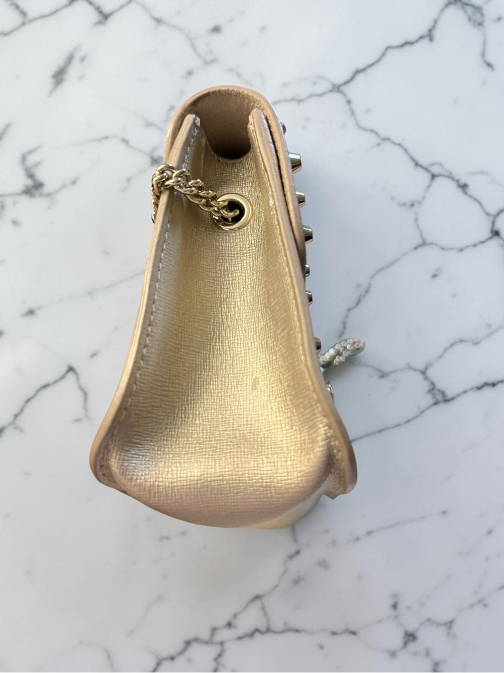 Furla EUC Julia Studded Metropolis Crossbody with Gold Studs & Chain - Picture 7 of 16